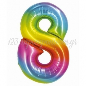Μπαλόνι Foil 30''(76cm) Rainbow Αριθμός 8 - ΚΩΔ:CH-STC8-BB