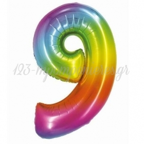 Μπαλόνι Foil 30''(76cm) Rainbow Αριθμός 9 - ΚΩΔ:CH-STC9-BB