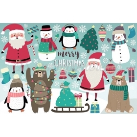 Μεταλλικά μαγνητάκια Άγιος Βασίλης και η παρέα του Merry Xmas 8x3.5cm - ΚΩΔ:MPOMM278-AL