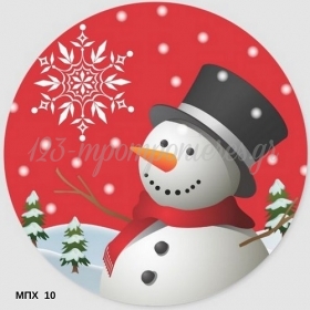 Ξύλινα Διακοσμητικά με εκτύπωση Χιονάνθρωπος 3.5x3.5cm - ΚΩΔ:MPX10-AL