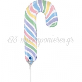 Μπαλόνι Foil 14"(35cm) Mini Shape Μακαρόν Candy Cane - ΚΩΔ:G72094-BB