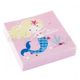 Χαρτοπετσέτες Μικρές Be a Mermaid 25X25cm- ΚΩΔ:9903076-BB