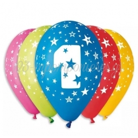 Μπαλόνι Latex 12''(30cm) Πολύχρωμο Αριθμός 1 - ΚΩΔ:135129901-BB