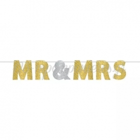 Μπάνερ Γάμου Mr & Mrs με Γκλίτερ 365X17.7cm - ΚΩΔ:120240-BB