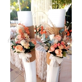 Λαμπάδες Γάμου με Pampas και αποξηραμένα λουλούδια σε φθινοπωρινές αποχρώσεις - ΚΩΔ.:PAMPAS-2021-L