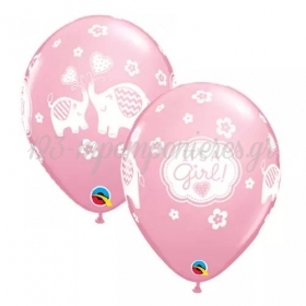 Μπαλόνι Latex 11 (28cm) Baby Girl Ελεφαντάκια - ΚΩΔ:45444-BB
