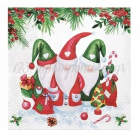 Χριστουγεννιάτικες Χαρτοπετσέτες Νάνοι 33X33cm - ΚΩΔ:SDL230500-BB