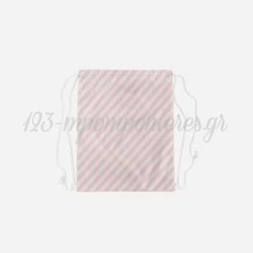 Σακίδιο Πλάτης σομόν με διαγώνια ρίγα 28cm x 35cm - ΚΩΔ:363606-NT