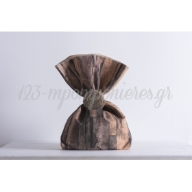 Τσουβάλι μισό ξύλο καφέ - μισό λινάτσα 45x60cm - ΚΩΔ:382695-45-NT