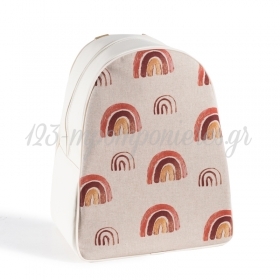 Τσάντα Backpack κεραμυδί με ουράνιο τόξο 43x35x23cm - ΚΩΔ:848031-NT