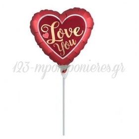 Μπαλόνι Foil 9 (23cm) Mini Shape Καρδιά Χρυσό Love You - ΚΩΔ:540551-BB