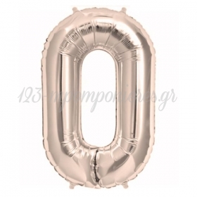 Μπαλόνι Foil 40 (102cm) Ροζ - Ασημί Αριθμός 0 - ΚΩΔ:526R400-BB