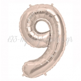 Μπαλόνι Foil 40 (102cm) Ροζ - Ασημί Αριθμός 9 - ΚΩΔ:526R409-BB