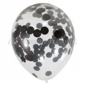 Μπαλόνι Latex 16 (40cm) Διάφανο με Μαύρο Κομφετί - ΚΩΔ:13613231-15-BB