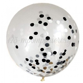 Μπαλόνι Latex 19 (48cm) Διάφανο με Μαύρο Κομφετί - ΚΩΔ:13613231-16-BB