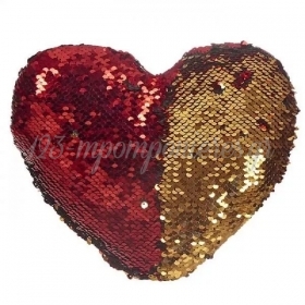Λούτρινη Καρδιά Μαγικές Πούλιες Κόκκινο-Χρυσό 25X21cm - ΚΩΔ:79-390-BB