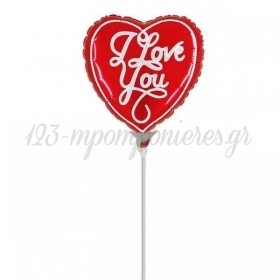Μπαλόνι Foil 9 (23cm) Mini Shape Καρδιά I Love You - ΚΩΔ:227628-BB