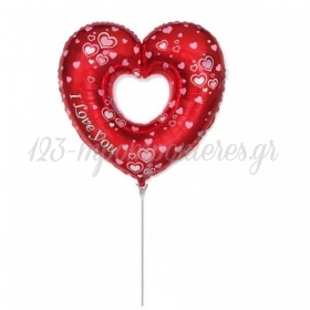 Μπαλόνι Foil 14 (35cm) Mini Shape Καρδιά με Τρύπα - ΚΩΔ:902746-BB