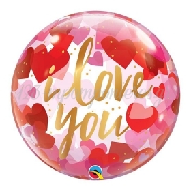 Μπαλόνι Bubble 22 (56cm) I Love You Κόκκινες Καρδιές - ΚΩΔ:20941-BB