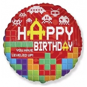 Μπαλόνι Foil 24 (60cm) Happy Birthday Level Up - ΚΩΔ:401595-BB