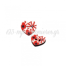 Ξύλινο Στοιχείο Κουμπί Καρδιά Λουλούδι 12mm - ΚΩΔ:76460700.001-NG