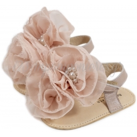 Παπουτσάκια Babywalker για Κορίτσι - Δερμάτινο Πέδιλο με Λουλούδια - Ζευγάρι - ΚΩΔ:MI1559-BW