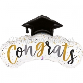 Μπαλόνι Foil 90X57cm Αποφοίτησης Congrats Confetti Grad - ΚΩΔ:25177-BB