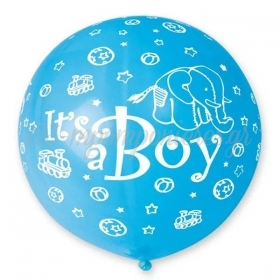 Μπαλόνι Latex 31 (79cm) Γαλάζιο It’s a boy με Ελεφαντάκι - ΚΩΔ:13631101-BB