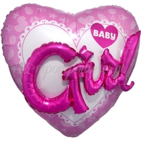 Μπαλονι Foil 81Cm Για Γεννηση «Baby Girl» Καρδια 3D – ΚΩΔ.:530921-Bb