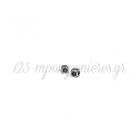 Μεταλλική Ζάμακ Χυτή Χάντρα Κύβος Λουλούδι 5mm (Ø2.8mm) - 999° Επάργυρο Αντικέ - ΚΩΔ:78414163.027-NG