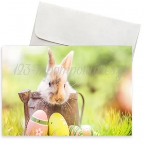 Πασχαλινή Κάρτα Κουνελάκι & Αυγά 11X18cm - ΚΩΔ:VC1702-158-BB