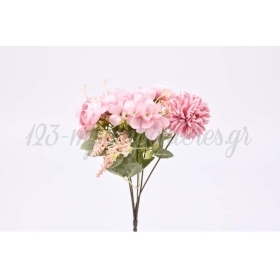 Μπρανς μπουκέτο με  λουλούδια ροζ - ΚΩΔ:3015024-RD