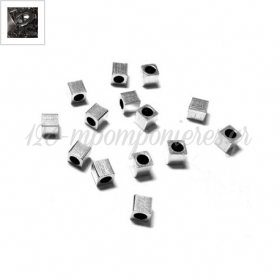 Μεταλλική Μπρούτζινη Χάντρα Κύβος 3x3mm (Ø1.5mm) - Μεταλλικό Μαύρο - ΚΩΔ:78010063.021-NG