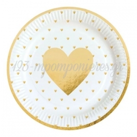 Χάρτινο Πιάτο Πάρτυ Χρυσές Καρδιές 22.8cm - ΚΩΔ:9903114-BB