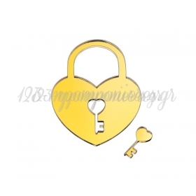Πλέξι Γκλας Χρυσή Καρδιά Λουκέτο με Κλειδί 6X8cm - ΚΩΔ:M10702-AD