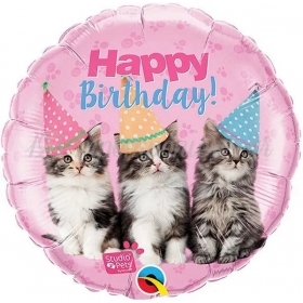 Μπαλόνι Foil 45cm Happy Birthday Γατάκια - ΚΩΔ:57623-BB