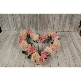 Μπράνς σε σχήμα καρδιάς με ροζ τριαντάφυλλα 60CM - ΚΩΔ:30432026-RD