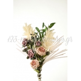 Μπράνς με τριαντάφυλλα pampas και φυλλωσιές - ΚΩΔ:3045013-RD