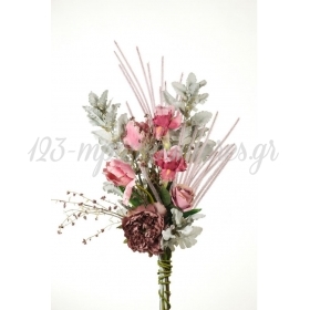 Μπράνς με παιώνια, σενέκιο και ροζ λουλούδια - ΚΩΔ:3045014-RD