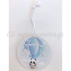 Ξύλινο Κρεμαστό με Θέμα Αερόστατο με Panda 8cm - ΚΩΔ:LE1A93-RN