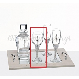 Ποτήρι Κρασιού με Swarovski και Ασημί Σπάγγο 7X18.5cm - ΚΩΔ:645-2084-MPU