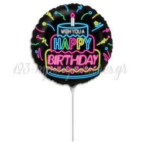 Μπαλόνι Foil 35cm Mini Shape Neon Birthday - ΚΩΔ:402598-BB