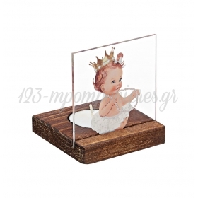 Plexiglass με Μωρό σε Ξύλινη Βάση Ρεσώ 8X8X9.5cm - ΚΩΔ:M11201-AD