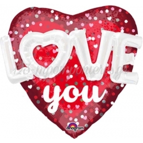 36” 3D Μπαλόνι Καρδιά “Love you” - ΚΩΔ:534190-1-BB