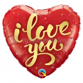 18″ Μπαλόνι Καρδιά ‘I love you’ Χρυσά Γράμματα - ΚΩΔ:78541-1-BB