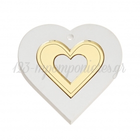 Plexiglass Καρδιά σε Λευκή Κεραμική Καρδιά 8X8.5cm - ΚΩΔ:M11058-AD