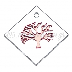 Plexiglass Τετράγωνο με Ροζ Χρυσό Δέντρο Ζωής 5X5cm - ΚΩΔ:M11151-AD