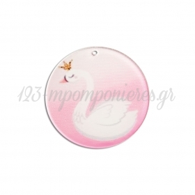 Plexiglass Ροζ Κύκλος με Εκτύπωση - Κύκνος 5cm - ΚΩΔ:M11242-AD