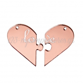 Plexiglass Ροζ Χρυσή Καρδιά Παζλ 7X5.5cm - ΚΩΔ:M11312-AD