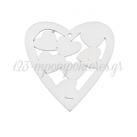 Ξύλινη Λευκή Καρδιά 5X5cm - ΚΩΔ:M2618-AD